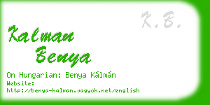 kalman benya business card